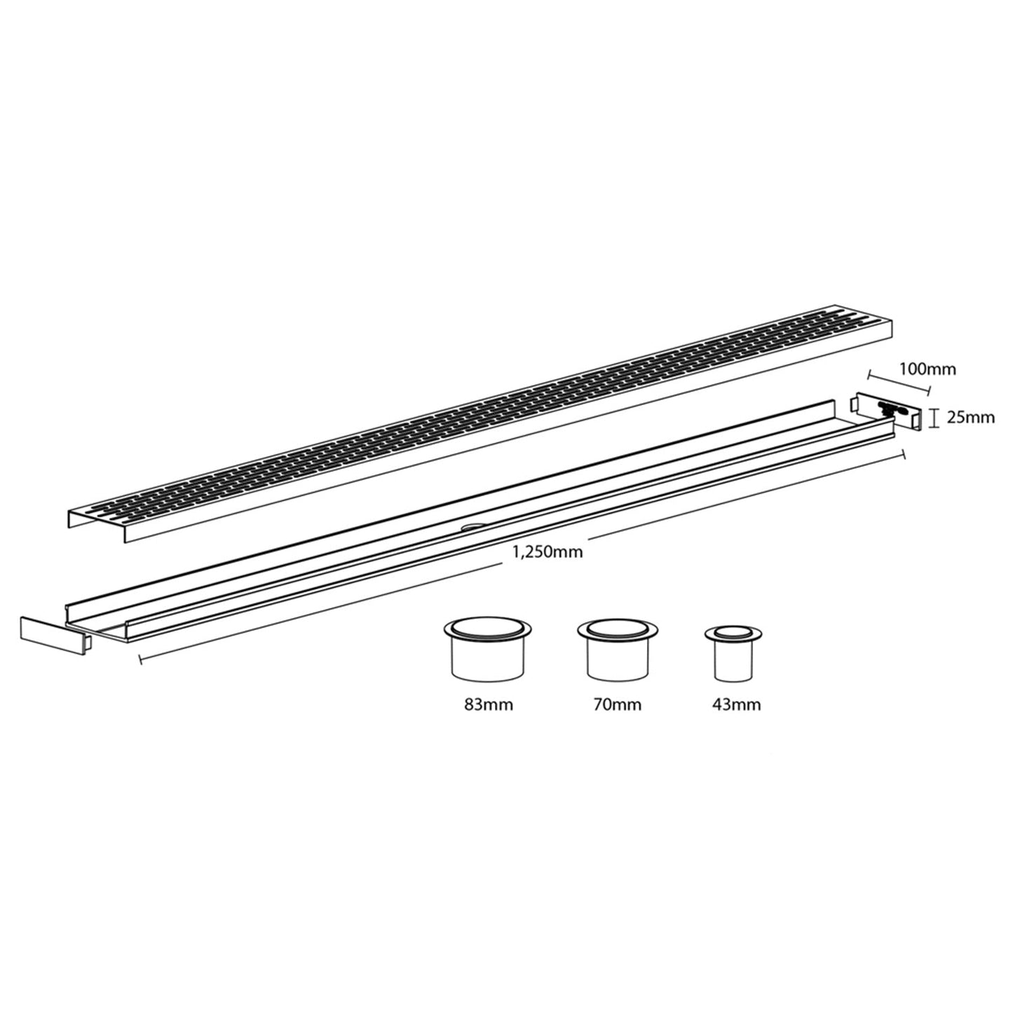 Modular Brick Pattern Drain Kit - Grey