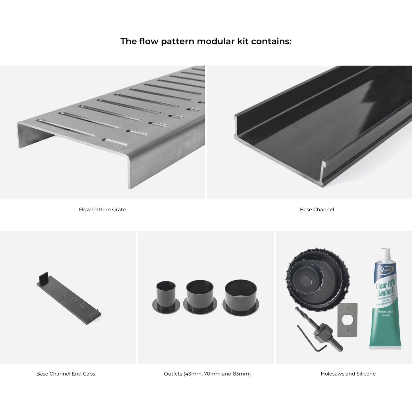 Modular Flow Pattern Drain Kit - Black