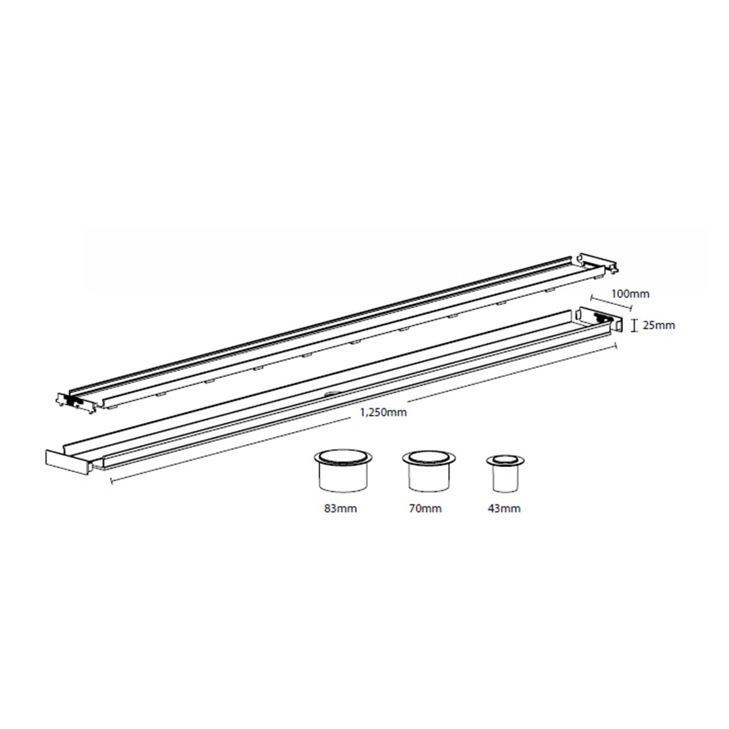 Modular Tile Insert Drain Kit - Black