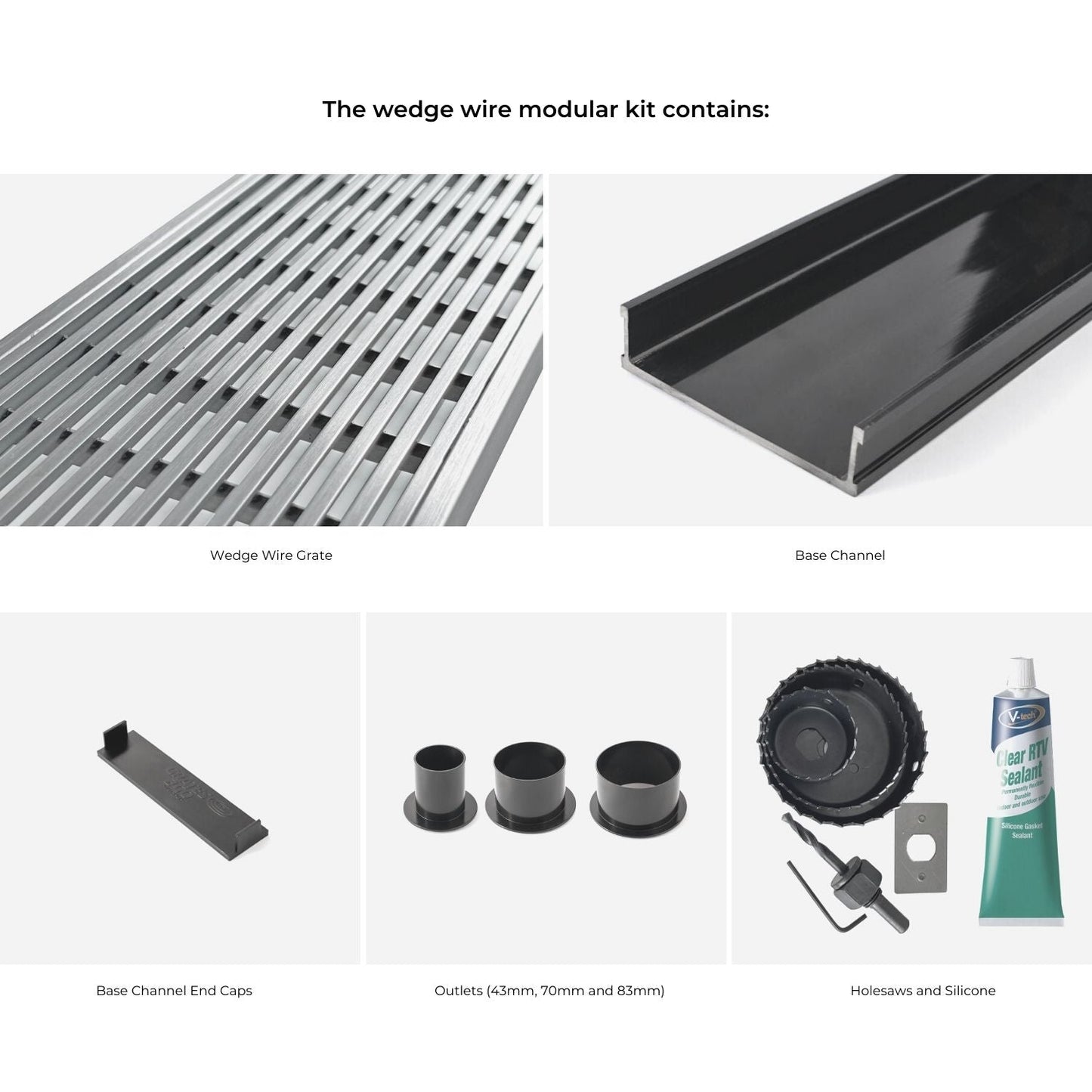 Modular Wedge Wire Drain Kit - Black
