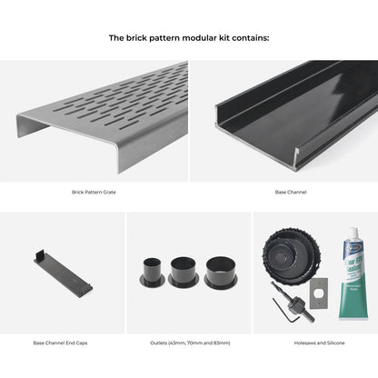 Modular Brick Pattern Drain Kit - Black